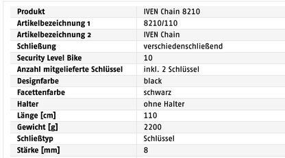 ABUS Kettenschloss IVEN chain 8210/110